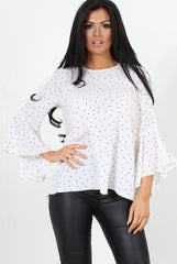 Laurel White And Black Polka Dots Top