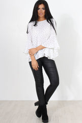 Laurel White And Black Polka Dots Top