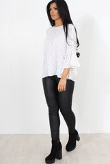 Laurel White And Black Polka Dots Top