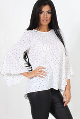 Laurel White And Black Polka Dots Top