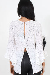 Laurel White And Black Polka Dots Top