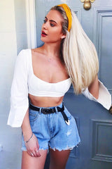 White Cropped Bustier Crop Top - Mara