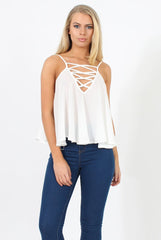 White Cross Front Detail Crop Top - Laurie