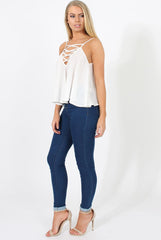 White Cross Front Detail Crop Top - Laurie