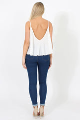 White Cross Front Detail Crop Top - Laurie