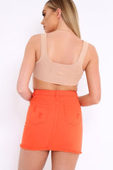 Nude Ribbed Stretchy Crop Top -Layna