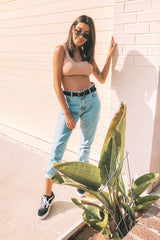 Nude Ribbed Stretchy Crop Top -Layna