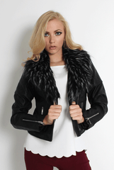 Paloma Faux Leather Black/Black Fur Jacket