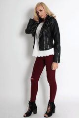 Paloma Faux Leather Black/Black Fur Jacket