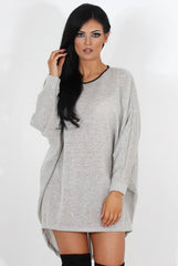 Leah Grey Drooped Back Jumper Dress