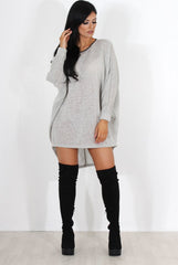 Leah Grey Drooped Back Jumper Dress