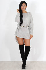 Leah Grey Drooped Back Jumper Dress