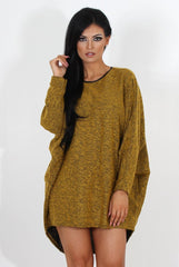 Leah Mustard Drooped Back Jumper Dress