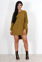 Leah Mustard Drooped Back Jumper Dress