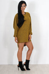 Leah Mustard Drooped Back Jumper Dress