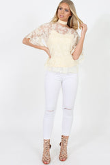 Cream Lace Choker Top - Leana