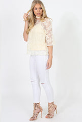Cream Lace Choker Top - Leana