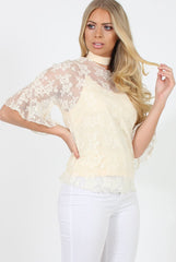 Cream Lace Choker Top - Leana