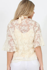 Cream Lace Choker Top - Leana