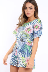 Tropical Print with Open Tie Back Playsuit - Leannah