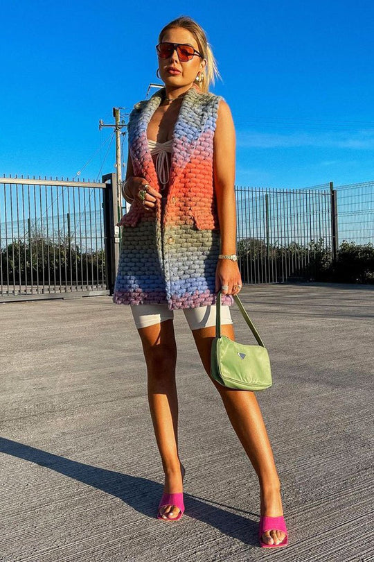 Multi Chunky Knit Sleeveless Shacket - Shanya