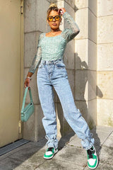 Sage Floral Puff Sleeve Bodysuit - Deana