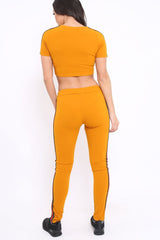 Mustard loungewear set with Side Stripe Sports Trim Detail - Lear