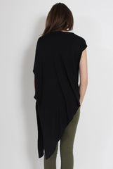 Leela Black Sleeveless Asymmetric Top