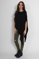 Leela Black Sleeveless Asymmetric Top