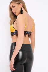 Yellow Satin and Lace Harness Bralet - Leelee