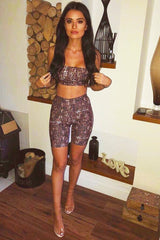 Leopard Print Cycling Shorts And Bandeau Co-Ord - Kahea