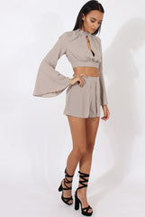 Grey Cut Out Bell Sleeve Co-ord - Leia