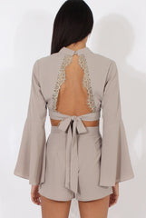Grey Cut Out Bell Sleeve Co-ord - Leia