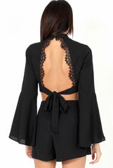Black Cut Out Bell Sleeve Co-ord - Leia