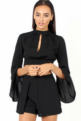 Black Cut Out Bell Sleeve Co-ord - Leia