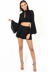 Black Cut Out Bell Sleeve Co-ord - Leia