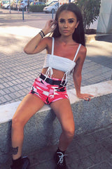 White Slinky Ruched Detail Crop Top - Bellah