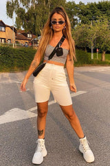 White Longline Jogger Shorts - Flonnie