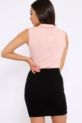 Nude Wrap Front Blazer Style Bodysuit - Leiana