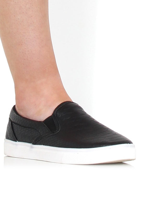 Lema Black And White Snakeskin Platform Trainers