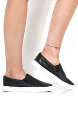 Lema Black And White Snakeskin Platform Trainers
