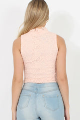 Blush Lace High Neck Top - Leni