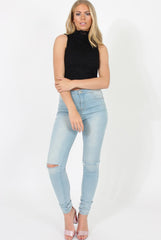 Black Lace High Neck Top - Leni