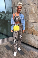 Leopard Print Crop Top And Wide Leg Trouser Co-ord - Talyn