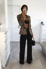 Leopard Print Double Breasted Gold Button Blazer - Ariele
