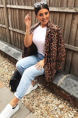 Leopard Print Coated Longline Blazer - Avilyn