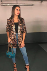 Leopard Print Coated Longline Blazer - Avilyn