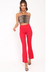 Leopard Print Shirred Frill Bandeau Crop Top - Camren