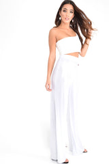 Silver Metallic High Waist Wide Leg Trousers - Lissette