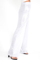 Silver Metallic High Waist Wide Leg Trousers - Lissette